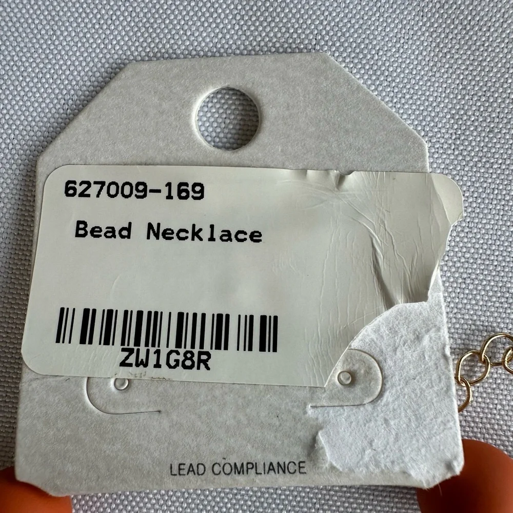 NWT Orange and White Beaded Necklace 8”